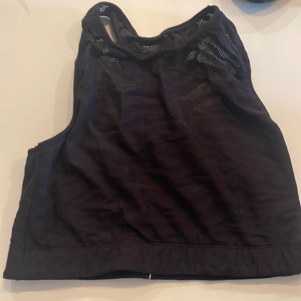 ADAM SELMAN SPORTS BRA SIZE L BLACK MESH ZEBRA - Picture 2 of 4